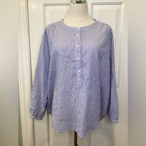 J. Crew - Women’s Poplin Pullover Shirt Blue & White Stripes - XL